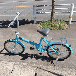 折りたたみ自転車✨20インチ　水色✨折りたたみ部分少し固め✨防犯...