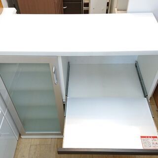 キッチンカウンター ツートンカラー ホワイト×ブラウン レンジボード