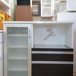 キッチンカウンター ツートンカラー ホワイト×ブラウン レンジボード