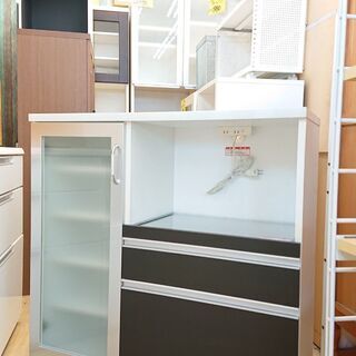 キッチンカウンター ツートンカラー ホワイト×ブラウン レンジボード