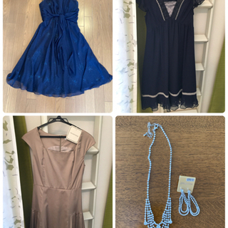 二次会向き膝丈ワンピース　9号　3着　アクセサリー付き