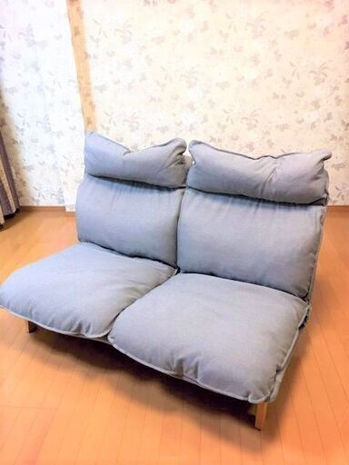 ☆彡 3月12日～超ディスカウント祭  値下げ7800円→5500円  　【良品計画】　リクライニング式2人掛けソファー　1480×1000×930　グレー系　ロータイプ　リビング　生活