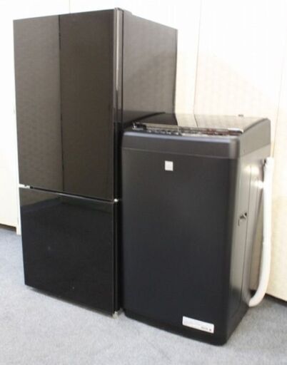 ブラックガラストップ家電2点セット 冷蔵庫170L/洗濯機5.5㎏ 自社配送エリア限定 黒 2019年製 家電セット 中古家電 店頭引取歓迎 R4146)