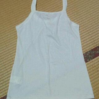 ワールド grove ゴールドラインがアクセントの白キャミソール Lサイズの画像