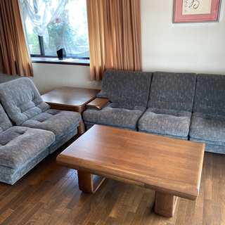 カリモク　布張り　ソファー　3客　①  【お引き取り予定決定済み】の画像