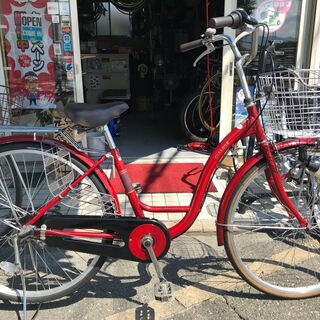 セール 真っ赤なママちゃり 26インチ ギア付き
