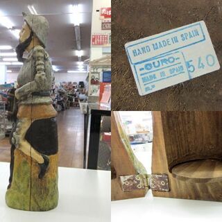 木彫り OURO スペイン製 ワインボトルホルダー ボトル入れ 騎士 高さ52cm オブジェ 札幌 厚別店の画像