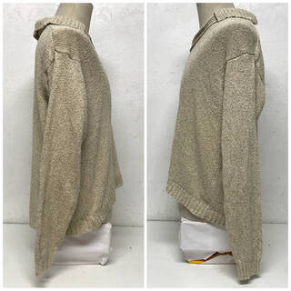 ⭕⭕⭕NY1/77 EMPORIO ARMANI エンポリオ アルマーニ デザイン 平編 ニット セーター クリームイエロー USA 34 サイズ メンズ カットソー⭕⭕⭕の画像