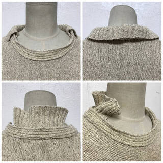 ⭕⭕⭕NY1/77 EMPORIO ARMANI エンポリオ アルマーニ デザイン 平編 ニット セーター クリームイエロー USA 34 サイズ メンズ カットソー⭕⭕⭕の画像