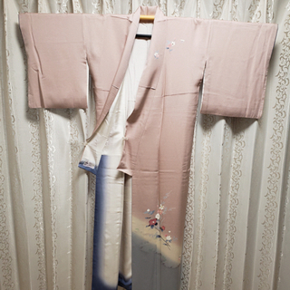京友禅 付け下げ訪問着 正絹 淡いピンクのグラデーション
