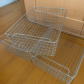 【引取限定】　無印良品　収納　ステンレスワイヤーバスケット　MUJI