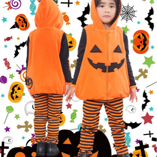 【ハロウィン】カボチャのコスチューム3点セット（90センチ）の画像