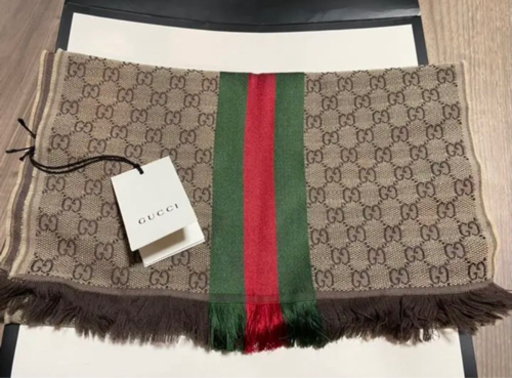 【新品未使用タグ付き】GUCCI グッチ GGロゴストライプ シルクウール