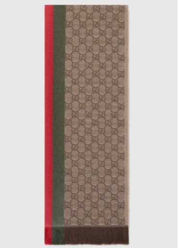 【新品未使用タグ付き】GUCCI グッチ GGロゴストライプ シルクウール