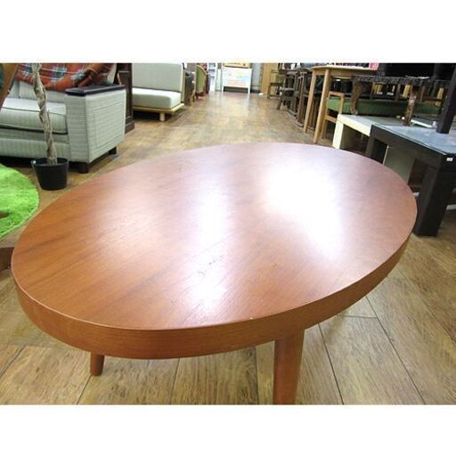 ローテーブル オーバル 木製 ブラウン 幅105 座卓 机 茶 楕円 センターテーブル 札幌 厚別店