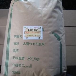 令和３年コシヒカリ新米（玄米）　３０Kg　　