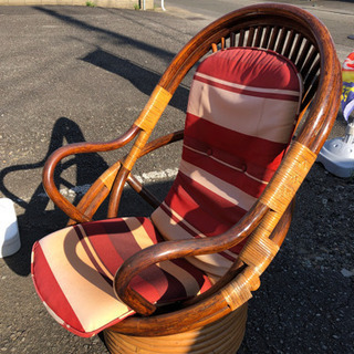 籐製　ダイニングテーブルセット　ラタン家具　籐家具　回転椅子の画像