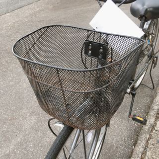 前後カゴ付き自転車✨ママチャリ✨26インチ　グレー✨鍵あり✨中古品✨防犯登録できますの画像