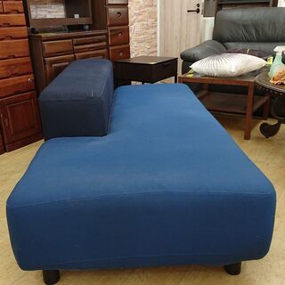 無印良品/MUJI■ソファベンチ■カバーリング ブルー×ネイビー■3人掛け■トリプルソファ■ソファベッド■幅180cm×奥行90cm×高さ60.5㎝■近隣配送無料 買取帝国 朝霞店の画像