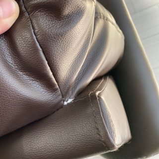 2人掛けソファー ローソファー レザー調 ブラウンの画像