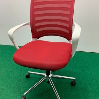 中古　井上金庫　W615　肘置き付きOAチェア　レッド　龍ヶ崎倉庫