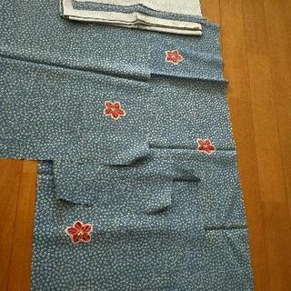 1.着物生地　青　お花