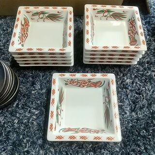 Y!　角鉢・皿セット全59枚　まとめ売り　松花堂 錦花鳥角鉢 料亭 旅館 和食器 飲食店 業務用 Y! 角鉢・皿セット全59枚 まとめ売り 松花堂 錦花鳥角鉢 料亭 旅館 和