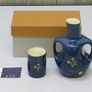 stp-2433　未使用品　たち吉　冷水セット　ルリ金小花　濃青...