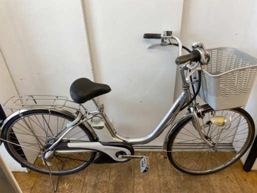 N025★Panasonic製★銀色・２６インチ電動アシスト自転車★防犯登録込