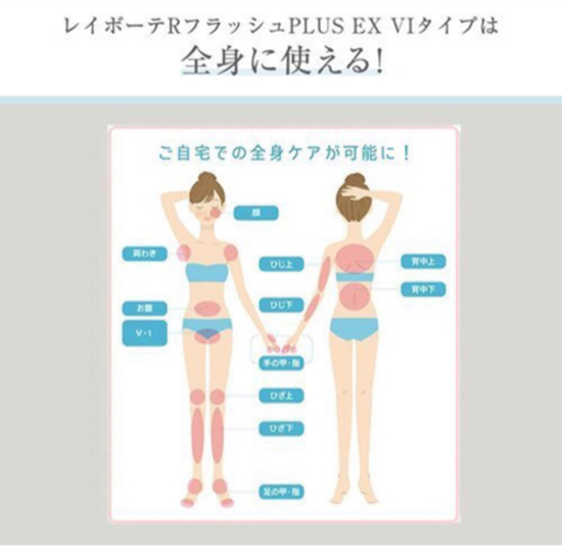 9/30まで！脱毛器 / ボディ フェイス ローラー 連射 / レイボーテ RフラッシュPLUS EX VIタイプセット