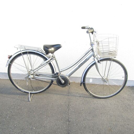 N3971 ブリジストン アルベルト 26インチ 自転車 ３段 変速 シルバー LEDオートライト ママチャリ かご付き 中古