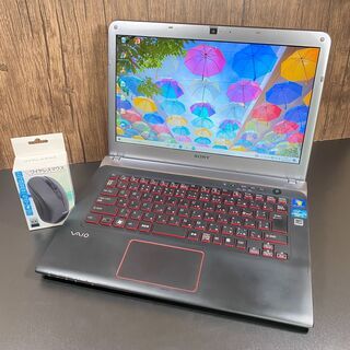 新品マウス付き ブラック×レッド Corei3 新品高速SSD SONY ノートパソコン 