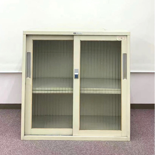 引戸ガラススチール書庫 幅880×奥行400×高さ880mm オ...
