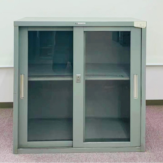 引戸ガラススチール書庫 幅880×奥行515×高さ880mm オ...