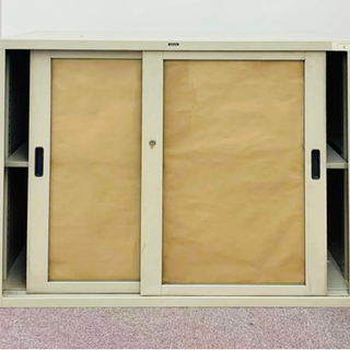 引戸ガラススチール書庫 鍵付き 幅1200×奥行515×高さ88...