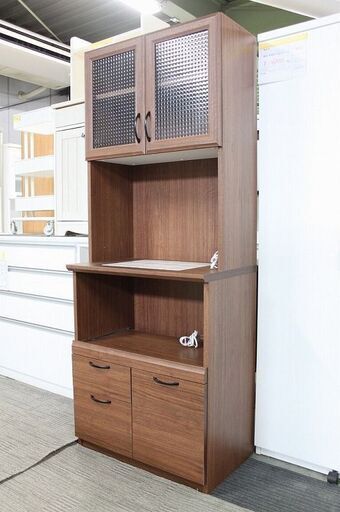 B-COMPANY/ビーカンパニー 北欧風スリムキッチンボード コチーナ/Cocina フェミニン モイス加工  食器棚 中古家具 店頭引取歓迎 R4151)