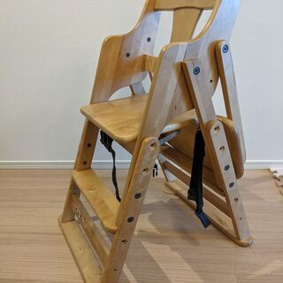 木製おりたたみハイチェア（ハイ・ローチェア　高さ調整可　澤田木工所）の画像