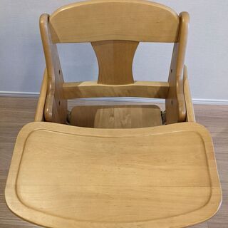 木製おりたたみハイチェア（ハイ・ローチェア　高さ調整可　澤田木工所）の画像