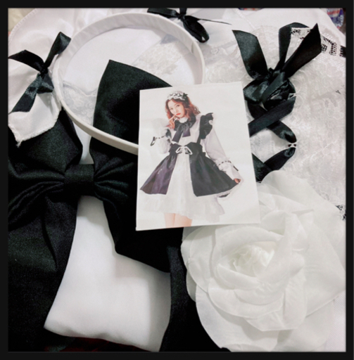 ご購入者様決定꒰未使用꒱メイドコスチューム白黒フリルリボン 夢可愛い ハロウィン 大きめサイズ
