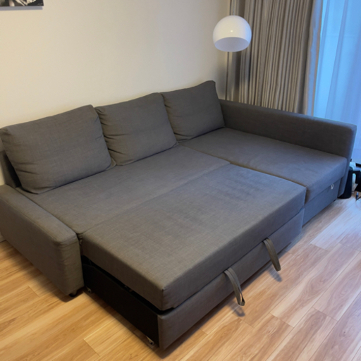 美品！ソファベッド、IKEA FRIHETEN、収納あり、グレー