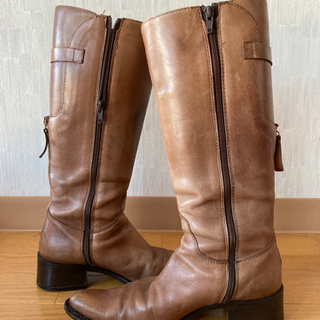 革ブーツ　茶色　Lサイズ　24㎝の画像