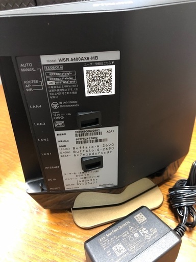 ②【BUFFALO】 Wi-Fiルーター WSR-5400AX6-MB