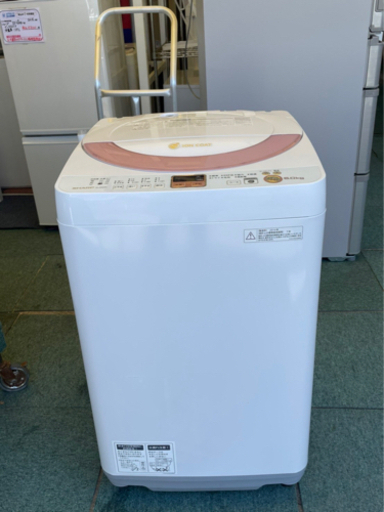 【リサイクルサービス八光　田上店　安心の3か月保証　配達設置ok】シャープ 6.0kg 全自動洗濯機 ピンク系SHARP 穴なし槽カビぎらい ES-GE60N-P