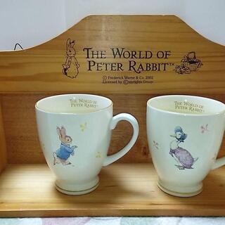 ピーターラビット Peter Rabbit マグカップ2客 木製棚付き