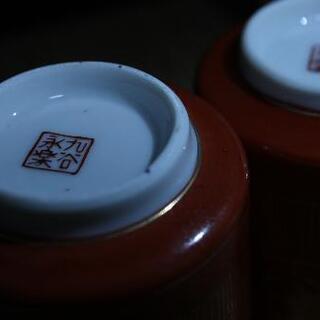 九谷永楽　金鶴蓋付き　夫婦湯呑み　セットの画像