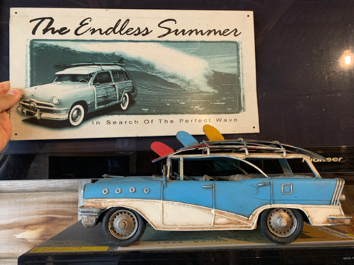 アンティーク　ブリキカー　看板　セット