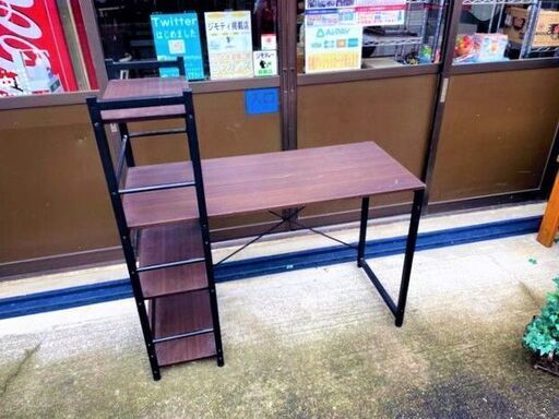 超お買い得!!　PCデスク　棚付き　ブラウン系　1100×530×1140　家具　住まい　テーブル　デスクのみ