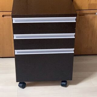 引出しチェスト デスクサイド　ダークブラウン
