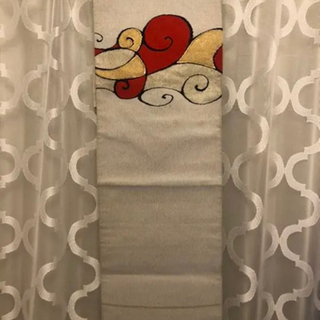 「お渡し完了」名古屋帯  帯 正絹 銀 金 赤の画像