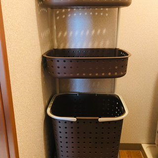 洗濯用バスケット　ランドリーバスケット　3段式便利の画像